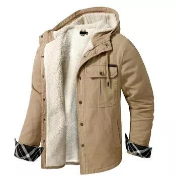 Куртка мужская с капюшоном, осень-зима, повседневное пальто, толстая теплая куртка на флисовой подкладке, мужская модная одежда, куртка с капюшоном XL серый