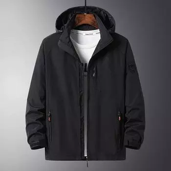Куртка мужская с капюшоном, весенне-осенняя куртка, новая большая тонкая куртка, мужская повседневная ветровка с несколькими карманами M
