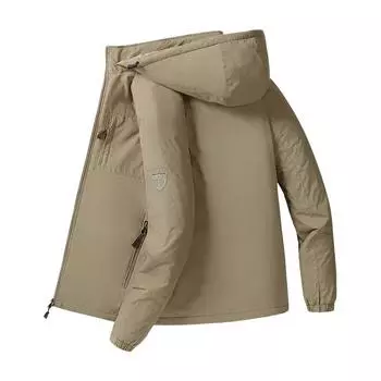 Куртка мужская с капюшоном, весенне-осенняя куртка, новая большая тонкая куртка, мужская повседневная ветровка с несколькими карманами M