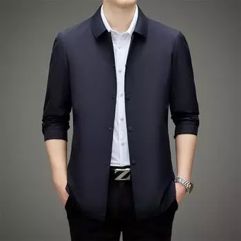 Куртка мужская среднего возраста, куртка, пиджак, деловой повседневный пиджак, мужская куртка на весну и осень, пиджак с лацканами на пуговицах, короткий костюм для папы M