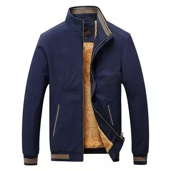 Куртка мужская стираная осенне-зимняя флисовая утолщенная стираная хлопковая куртка повседневная куртка-стойка M чёрный