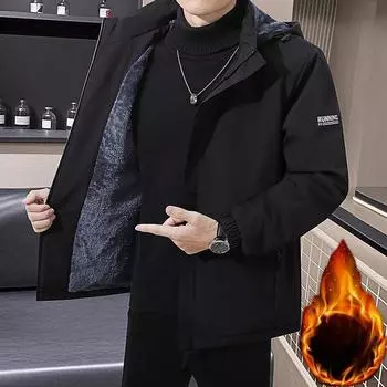 Куртка мужская утепленная бархатная зимняя для среднего возраста, теплая хлопковая одежда, зимняя куртка L