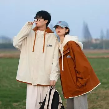 Куртка мужская в гонконгском стиле для пар, хулиганская, красивая, с капюшоном, новая американская модная брендовая мужская одежда для весны и осени M хаки