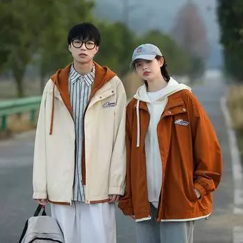 Куртка мужская в гонконгском стиле для пар, хулиганская, красивая, с капюшоном, новая американская модная брендовая мужская одежда для весны и осени M хаки