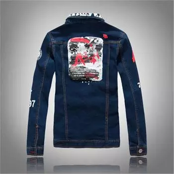 Куртка мужская в стиле хип-хоп, бомбер в стиле милитари, джинсовая куртка, мужская уличная одежда, пальто, весенний повседневный топ для мужчин M синий