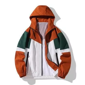 Куртка мужская весенне-осенняя куртка повседневная спортивная с капюшоном тонкий плащ корейская версия модная бейсбольная форма цветовое соответствие S чёрный