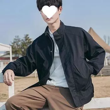 Куртка мужская весенне-осенняя модная одежда мужская корейский стиль с лацканами однотонная утягивающая повседневная молодежная куртка M