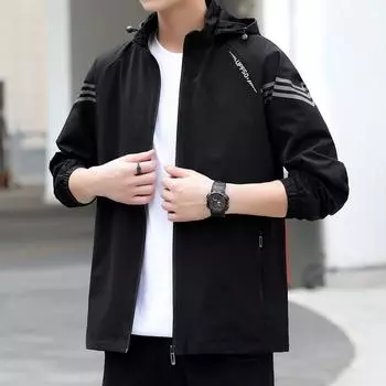 Куртка мужская весенняя новая модная ветрозащитная отстегивающаяся одинарная куртка куртка молодежная спортивная повседневная куртка мужская L