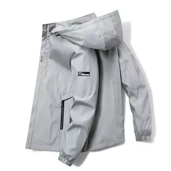 Куртка мужская весенняя новая тонкая ветровка с капюшоном мужская модная весенне-осенняя спортивная повседневная куртка для мужчин M чёрный