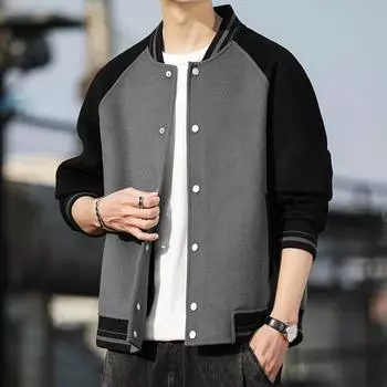 Куртка мужская весенняя, новинка, бейсбольный воротник, замшевый воротник-стойка, цветное свободное пальто, молодежная мода, универсальный топ M