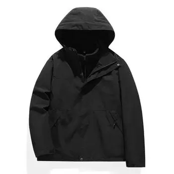 Куртка мужская весенняя, осенняя и зимняя, парная куртка, ветрозащитная и водонепроницаемая, три в одном, съемная шапка, альпинистский костюм S