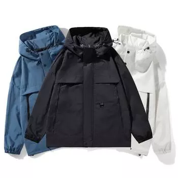 Куртка мужская весенняя ветрозащитная водонепроницаемая повседневная свободная куртка подростковая красивая универсальная верхняя часть M чёрный