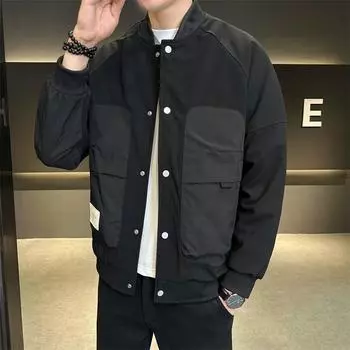Куртка мужская весна и осень новая повседневная бейсбольная форма с воротником-стойкой красивая рабочая одежда молодежная куртка мужская мода трендовые топы M
