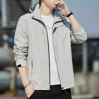 Куртка мужская весна и осень новая съемная ветрозащитная куртка со съемным капюшоном для бега однотонная модная одежда для альпинизма куртка ветровка пальто M