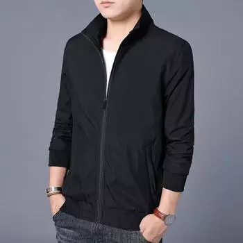 Куртка мужская весна и осень новый крой модная куртка среднего возраста с воротником-стойкой ветровка бейсбольная форма мужской топ M