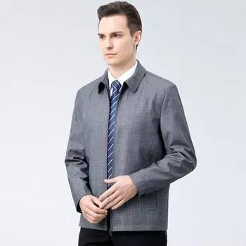 Куртка мужская весна и осень новый пиджак с лацканами для папы мужской деловой повседневный шерстяной пиджак для мужчин среднего и пожилого возраста 170