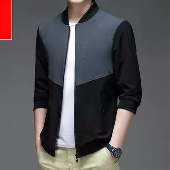 Куртка мужская весна и осень новый тренд корейский стиль молодежная и среднего возраста деловая повседневная куртка с воротником-стойкой универсальная тонкая мужская одежда M