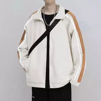 Куртка мужская весна и осень повседневная модная брендовая мужская новая красивая универсальная куртка мужская свободная верхняя часть тонкая мужская одежда M чёрный