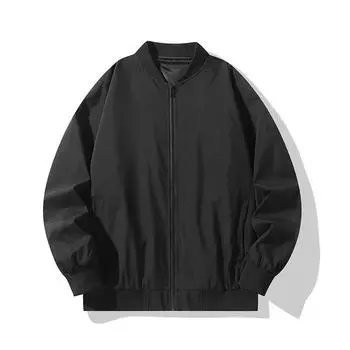 Куртка мужская весна и осень универсальная свободная бейсбольный воротник модный повседневный топ M чёрный