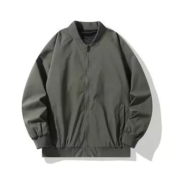 Куртка мужская весна и осень универсальная свободная бейсбольный воротник модный повседневный топ M чёрный