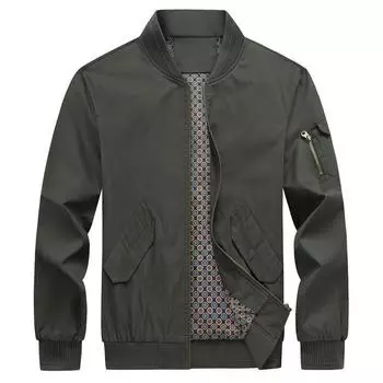 Куртка мужская весна-осень бейсбольный воротник свободный большой размер повседневная куртка из чистого хлопка инструментальная L чёрный