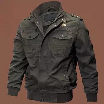 Куртка мужская весна-осень, многофункциональная, хлопковая, повседневная, с инструментами, большой размер, свободный топ с воротником-стойкой M чёрный