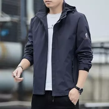 Куртка мужская весна-осень новая зеленая мужская корейский стиль модная альпинистская ветрозащитная куртка мужская куртка с капюшоном M