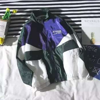 Куртка мужская ветровка весна хип-хоп пара тонкие куртки мужские свободные пальто большого размера на молнии тренд красивый воротник куртки M зелёный