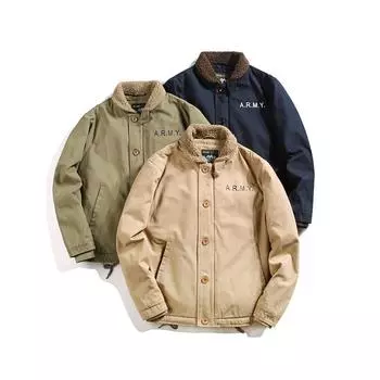 Куртка мужская зимняя утолщенная стеганая стеганая винтажная куртка темно-синий палубный костюм M