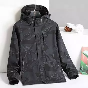 Куртка мужская зимняя ветрозащитная флисовая утолщенная ветровка с капюшоном мужская спортивная женская куртка для пар L