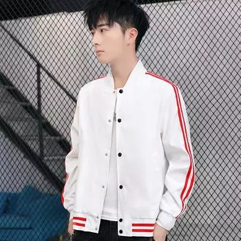 Куртка Мужское пальто Весенние и осенние тенденции Универсальная куртка Верх Повседневное пальто в полоску Бейсбольная форма мужская одежда M