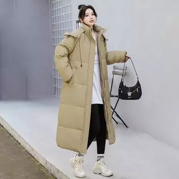 Куртка на хлопковой подкладке, женское пальто выше колена, зимнее свободное пуховое пальто S белый