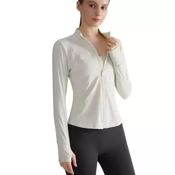 Куртка на молнии для йоги, женская, облегающая, с воротником-стойкой, для фитнеса, бега, спортивная куртка S