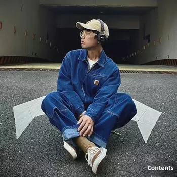 Куртка на молнии из вымытого денима Kaha — свободный крой в стиле ретро, дизайн с лацканами M джинсовый синий