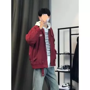 Куртка на молнии мужская осенне-зимняя рабочая одежда в стиле ретро для улицы бейсбольная форма куртка для парных летчиков M