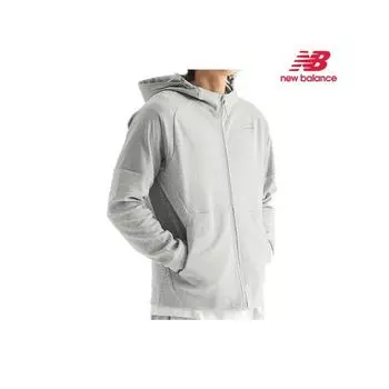 Куртка New Balance Uni Tech с капюшоном и застежкой-молнией серая 95