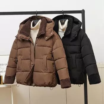 Куртка Niche из утолщенного хлопка с капюшоном, женская, новая зимняя, теплая, со свободными вещами M чёрный