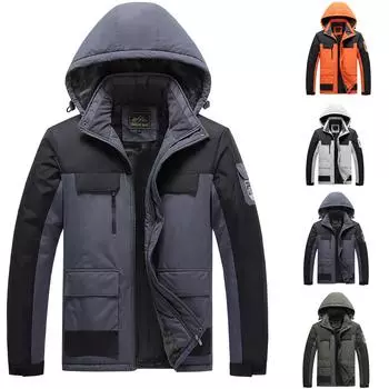 Куртка новая зимняя мужская свободная бархатная стеганая куртка больших размеров уличная ветрозащитная водонепроницаемая куртка L