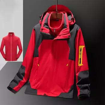 Куртка осенне-зимняя три-в-одном съемный комплект из двух предметов водонепроницаемая и дышащая куртка для альпинизма на открытом воздухе плюс бархат M
