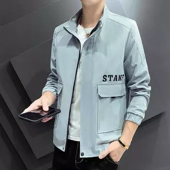 Куртка Осенняя куртка Tooling Мужская в стиле Гонконга Студенческая тенденция Повседневная верхняя часть Мужская M хаки