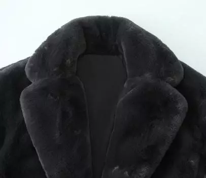 Куртка осенняя женская универсальная куртка с воротником без пуговиц, длинная куртка с эффектом искусственного меха S