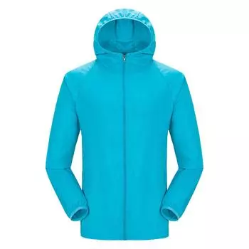Куртка от дождя для мужчин и женщин, водонепроницаемая солнцезащитная одежда, одежда для рыбалки и охоты, быстросохнущая ветровка с карманом M небесно-голубой