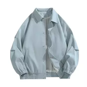 Куртка Пальто Мужское и Женское Весна и Осень Новое Модное Свободное Лацкан Повседневное Универсальное Парное Бейсбольная Форма Мужская Одежда M