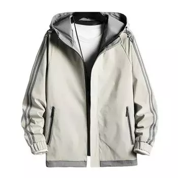 Куртка пальто на молнии с планкой незамерзающая теплая мужская весенне-осенняя лоскутная цветная куртка с капюшоном пальто повседневная одежда M хаки