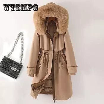 Куртка Parker Cotton женская средней длины с внутренней подкладкой, которую можно сложить зимой, толстая свободная хлопковая куртка M