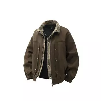 Куртка пилота в стиле ретро большого размера на весну и осень, однотонная бейсбольная куртка с лацканами, куртка для пары 8XL чёрный