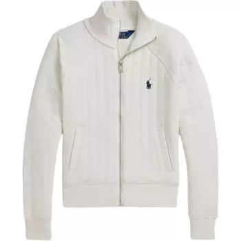 Куртка Polo Ralph Lauren FW24, однотонная стеганая, с вышивкой в виде пони, на молнии, с длинным рукавом, винтажная кремовая, детские куртки CWPOKNIG8020526-101 M