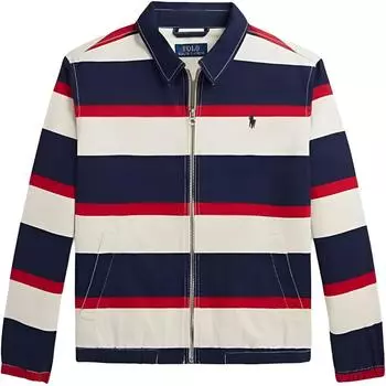 Куртка Polo Ralph Lauren FW24 в полоску пэчворк на молнии с длинным рукавом детская куртка сине-белая 323956099-001 L