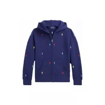 Куртка Polo Ralph Lauren с животным принтом, однотонная, с капюшоном, с длинным рукавом, детская, синяя, CWPOKNIY8020874-410 S
