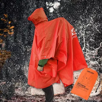 Куртка-пончо от дождя с капюшоном 3 в 1, дождевик для взрослых, пальто для спортивных мероприятий, рыбалки, путешествий оранжевый